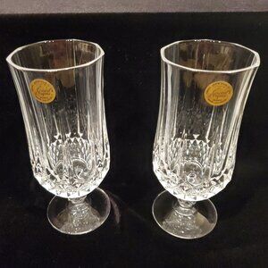 Cristal D'Arques Durand Longchamp Stemmed Iced Tea Water Glasses Set of 2 FRANCE